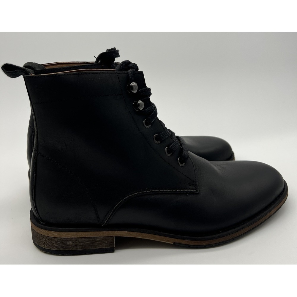 Joe's Jeans Kinison Black Leather Round Toe Lace-Up Combat Mens Boots Size 10